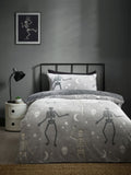 Catherine Lansfield Grey Halloween Skeleton Fleece Duvet Cover Set - British product