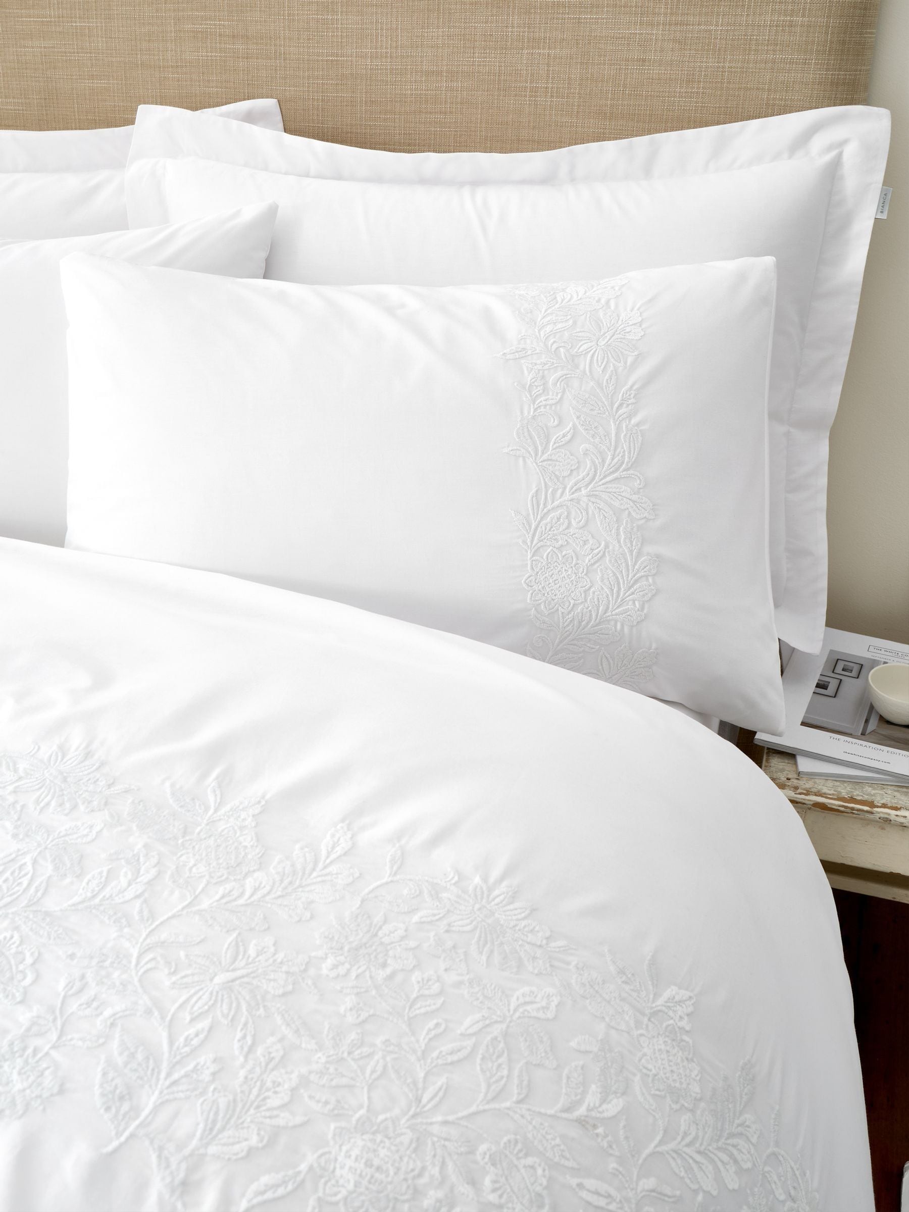 Bianca White Embroidery Floral Cotton Duvet Cover Set