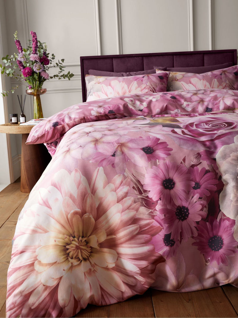 Catherine Lansfield pink Rosemoor floral duvet cover set, imported from the UK