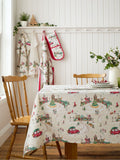 Catherine Lansfield Natural Christmas Town cotton tablecloth 137cm x 229cm - British product