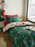 Belle & Boo Green Christmas Fairground cotton duvet cover set - British product