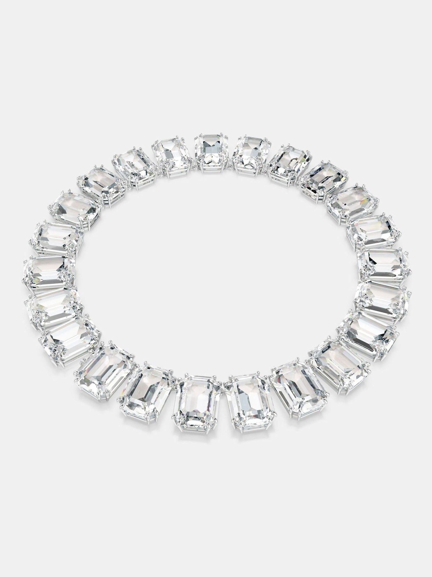 Swarovski White Rhodium Plated Octagon Cut Millenia Tennis Necklace