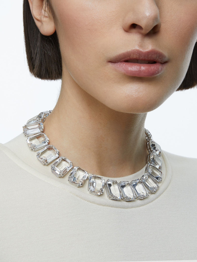 Swarovski White Rhodium Plated Octagon Cut Millenia Tennis Necklace