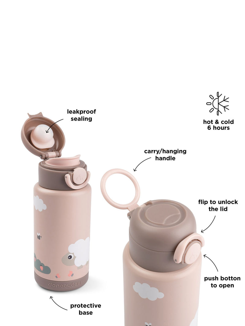 Done by Deer Pink Tiny Farm insulated bottle 340ml - British product