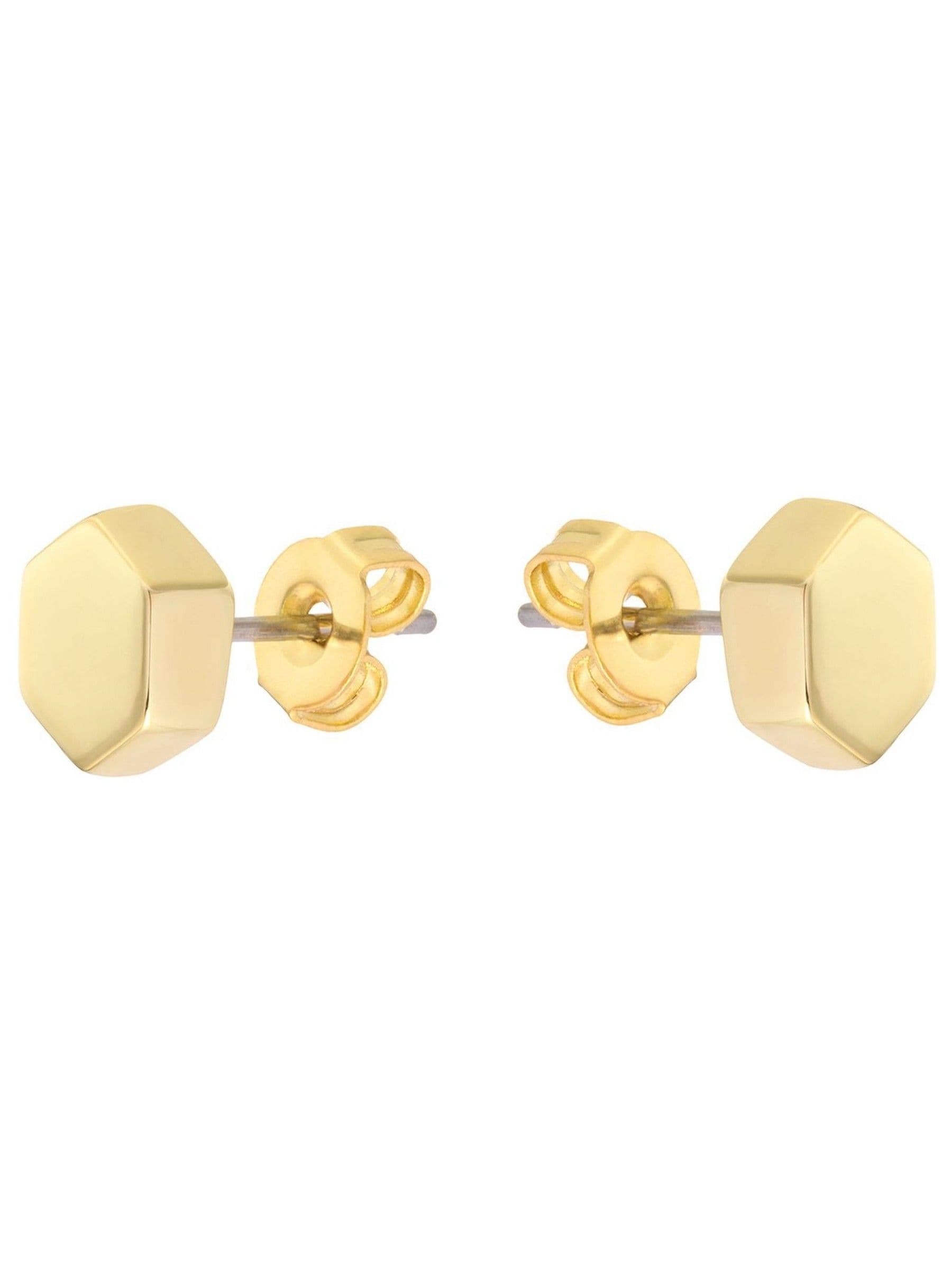 Karen Millen gold tone mosaic stud earrings 0.7cm, imported from the UK