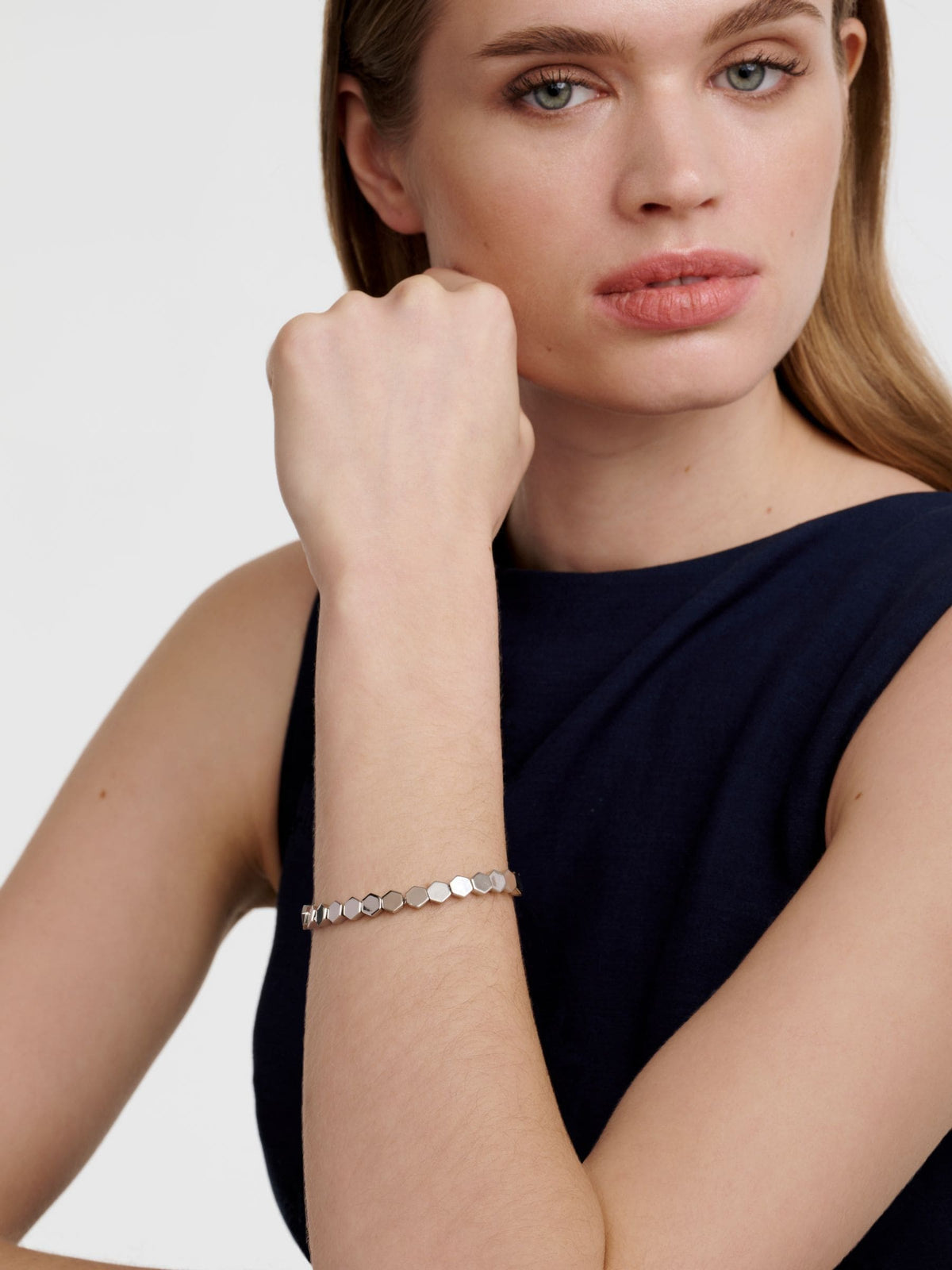 Karen Millen Mosaic Bracelet Silver Tone 23.5cm, UK version