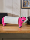 Pink Hamish Kitchen Roll Holder with Highland Cow Design