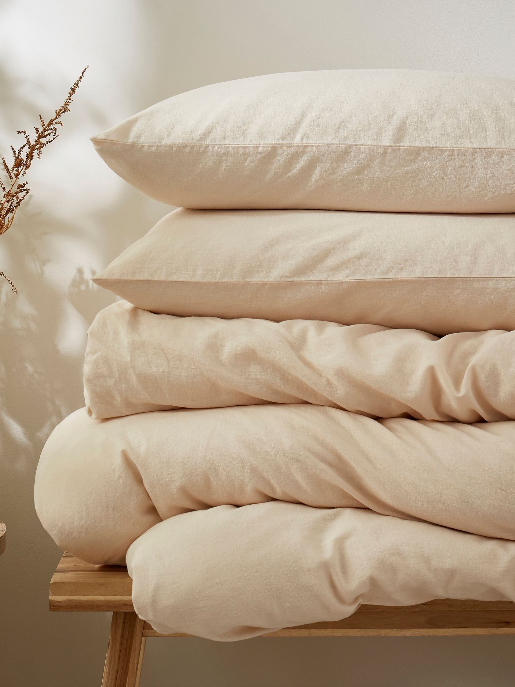 Martex Cream Almond Touch of Linen Duvet Cover Set