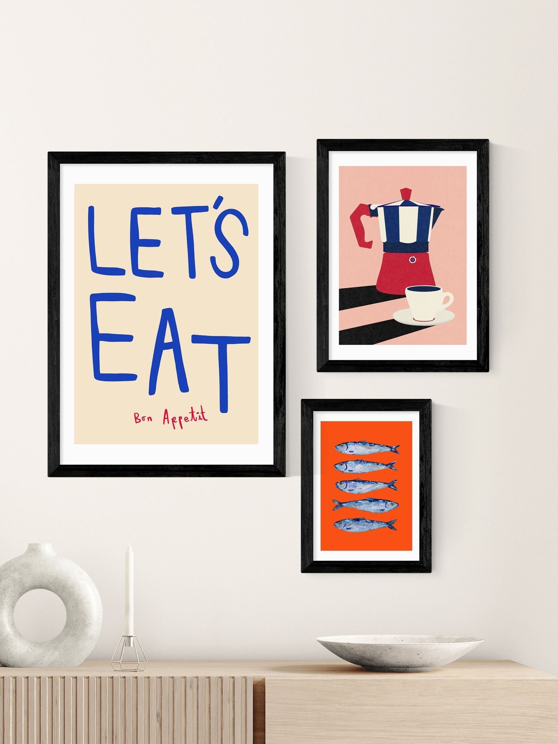 East End Prints Black Let's Eat wall art - British product