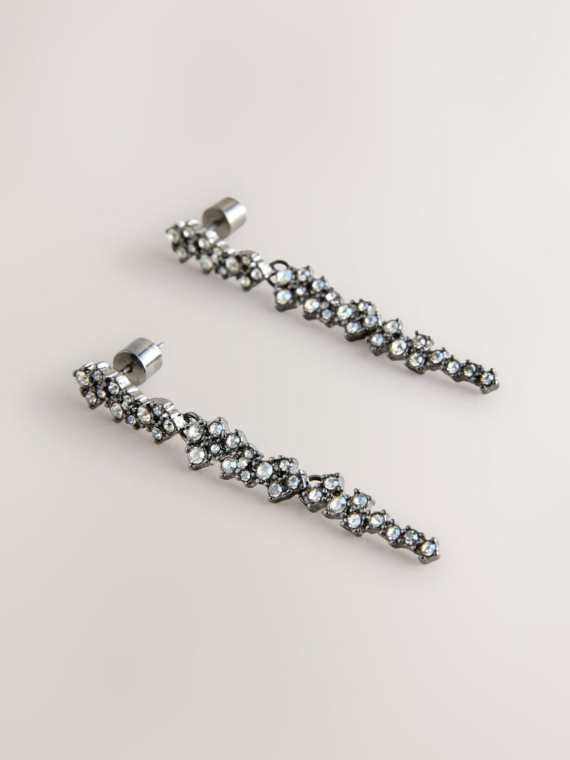 Gunmetal cluster drop pierced earrings, UK version