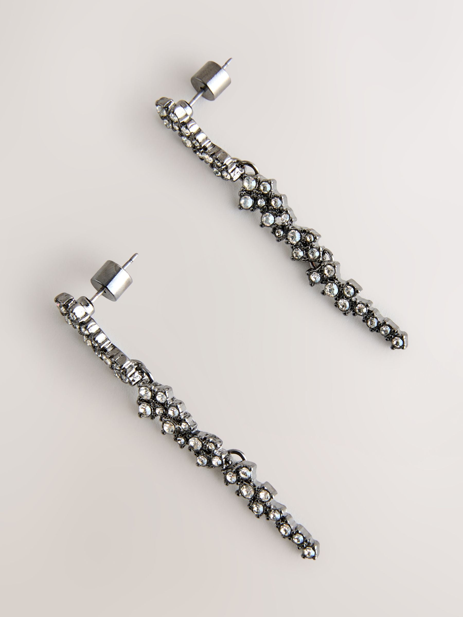 Gunmetal cluster drop pierced earrings, UK version