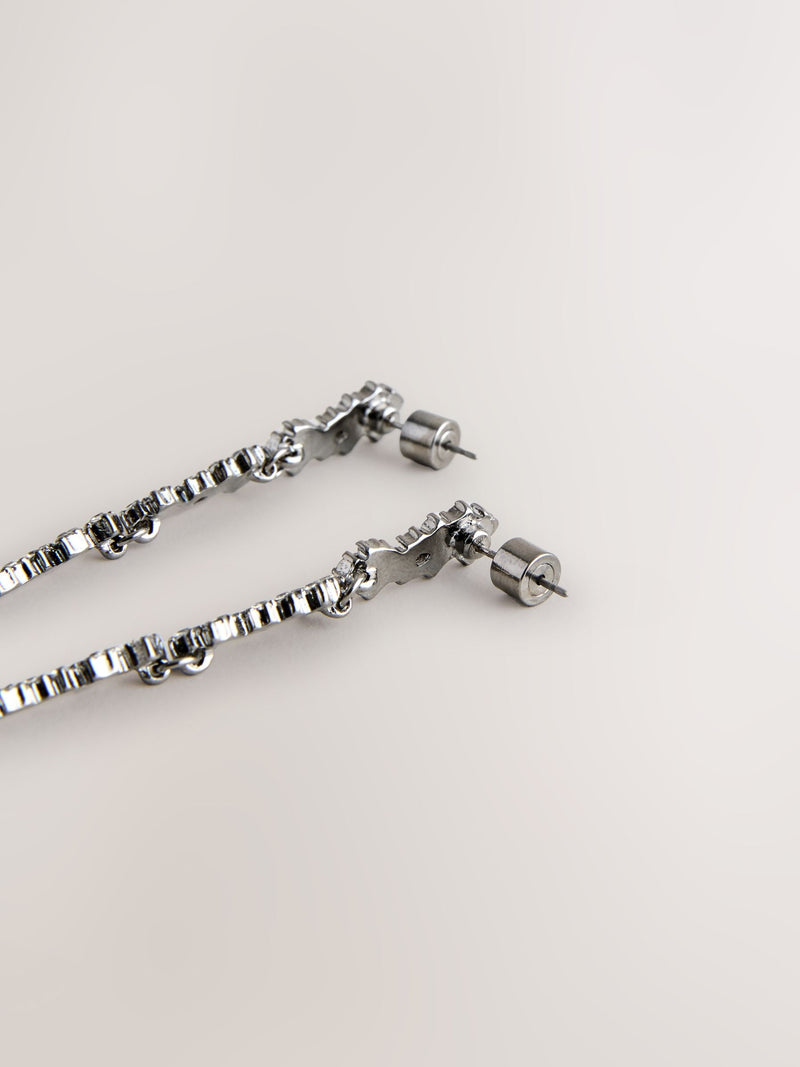 Gunmetal cluster drop pierced earrings, UK version