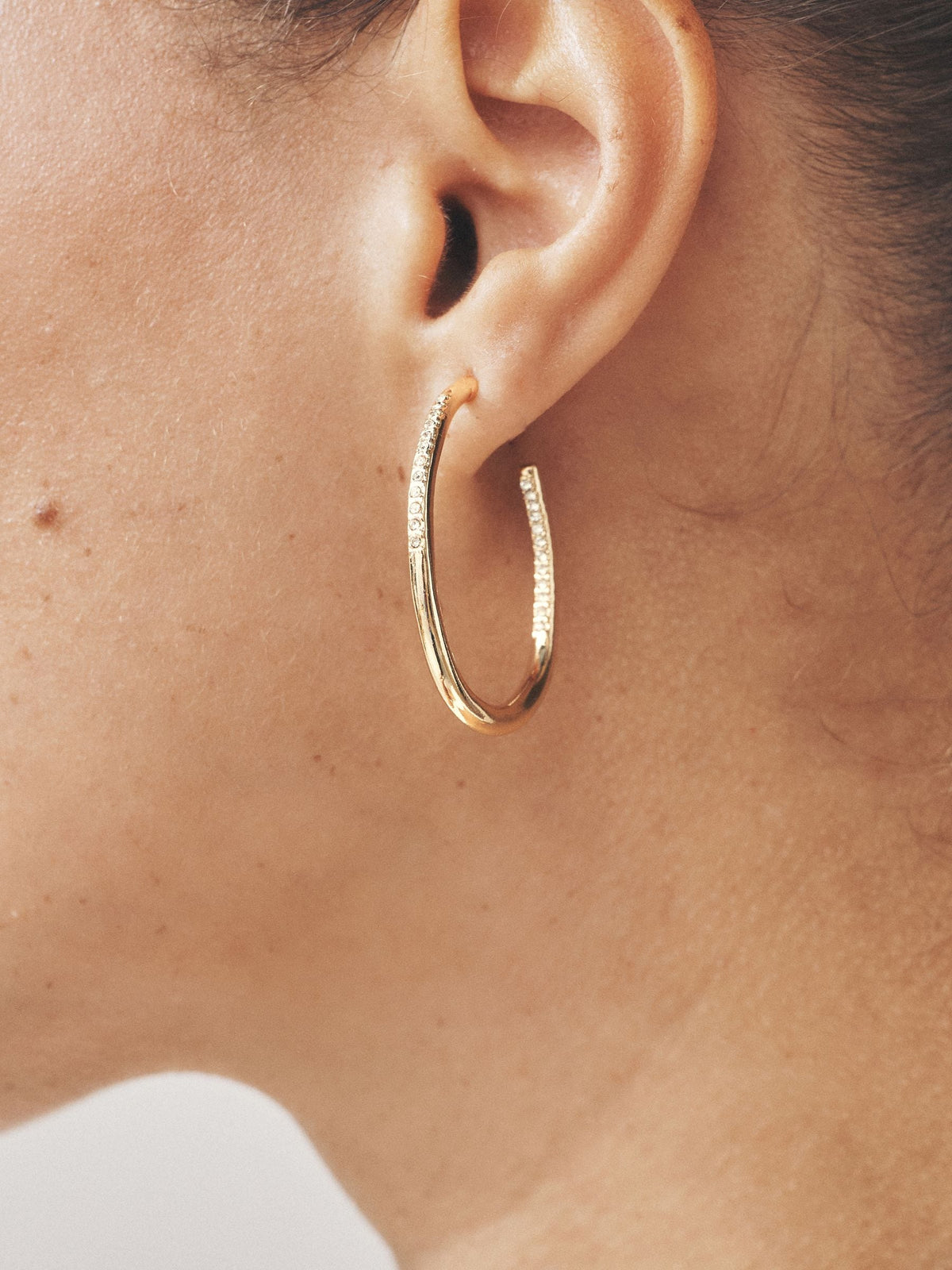 Gold tone sparkle detail hoop earrings, UK version