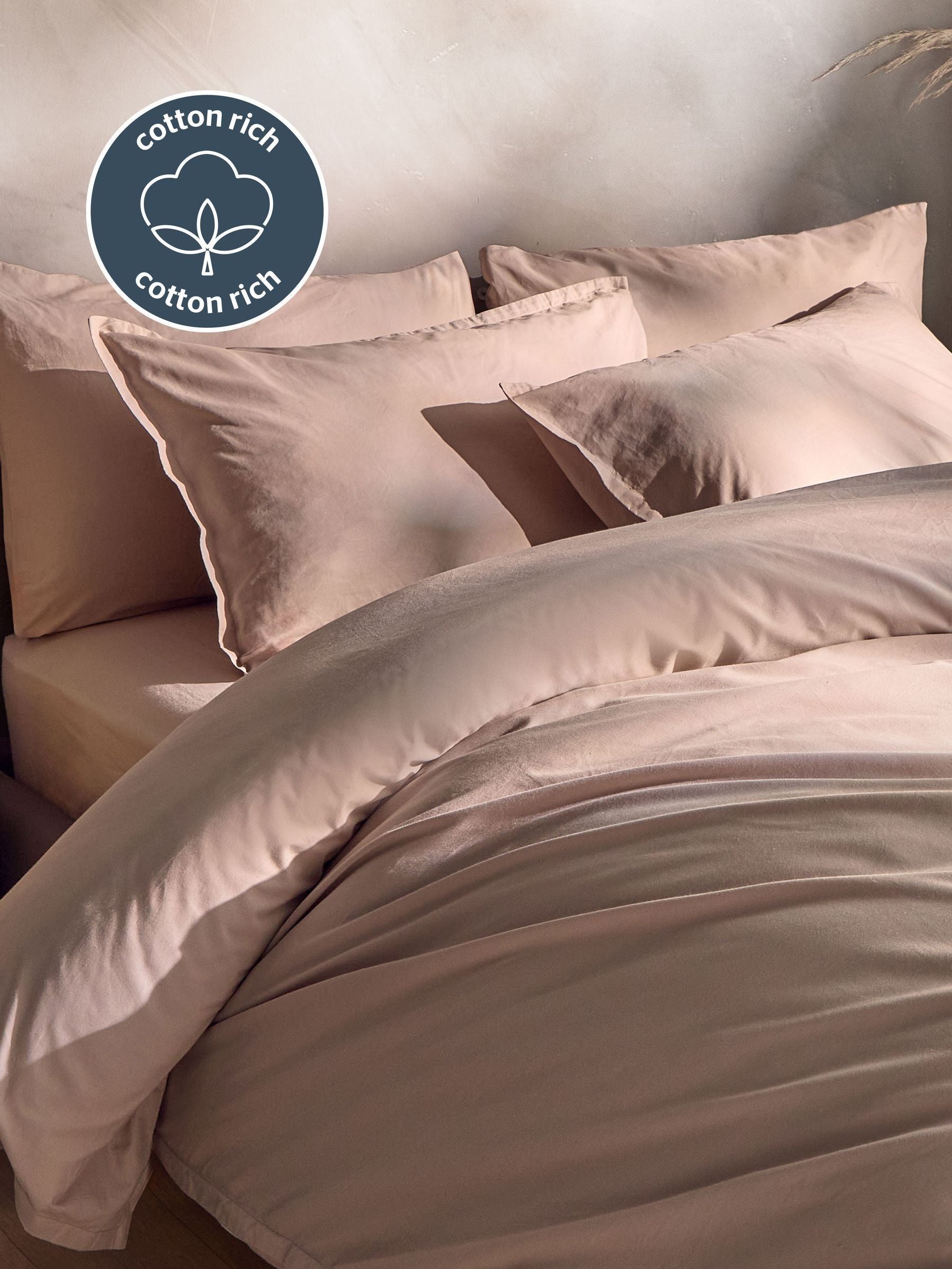 Silentnight Natural Cotton Rich T180 Washed Duvet Set (British brand)