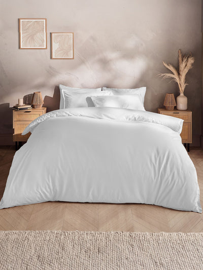 Silentnight White Cotton Rich T180 Washed Duvet Set