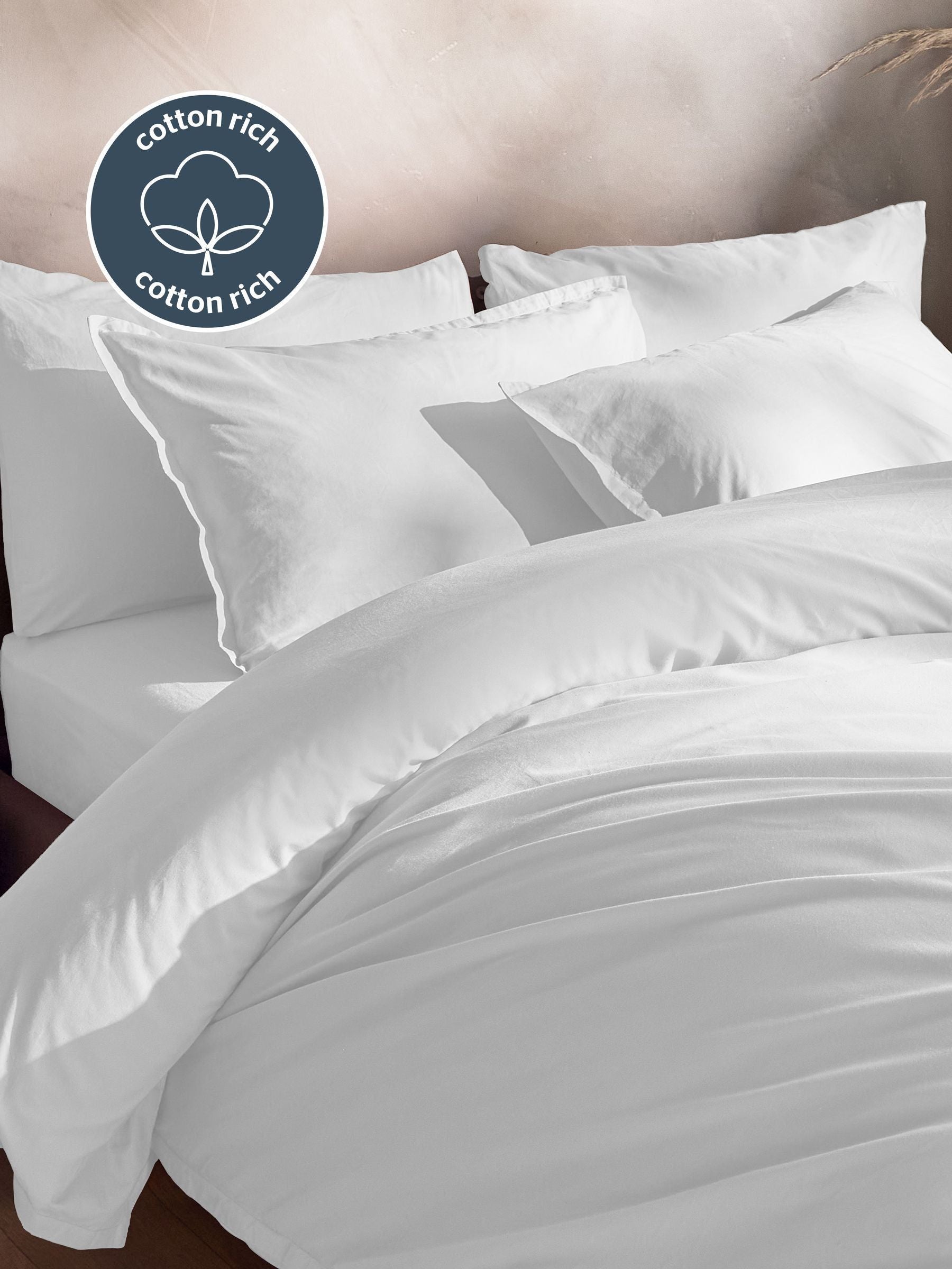 Silentnight White Cotton Rich Washed Duvet Set (British brand)