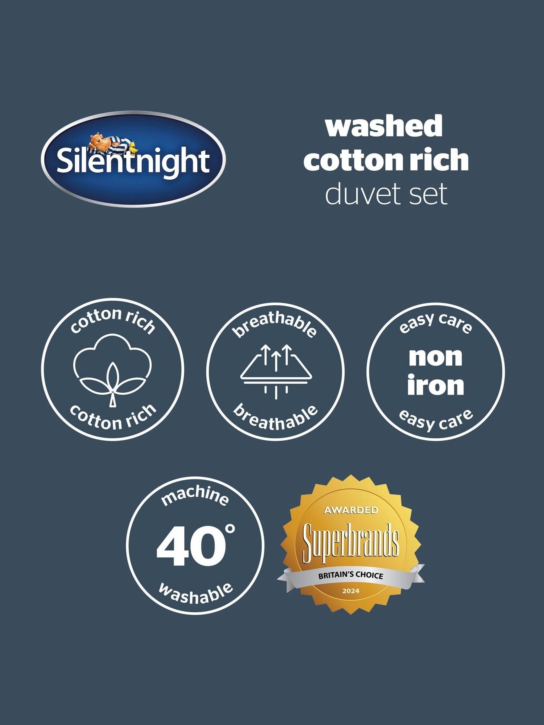 Silentnight White Cotton Rich Washed Duvet Set (British brand)
