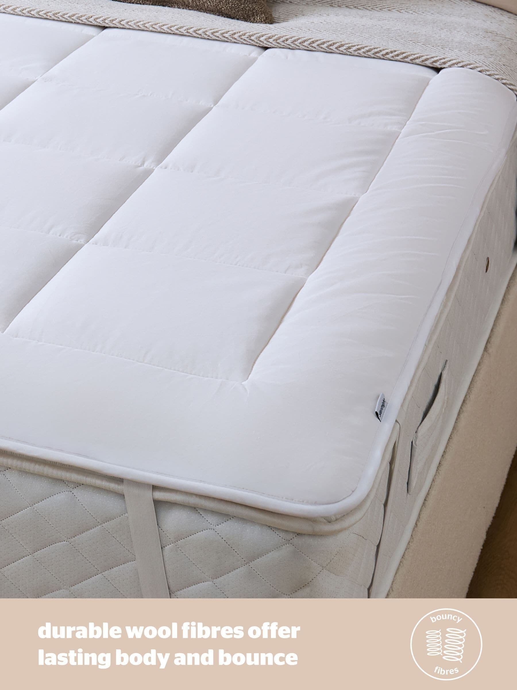 Silentnight white wool mattress topper (British brand)