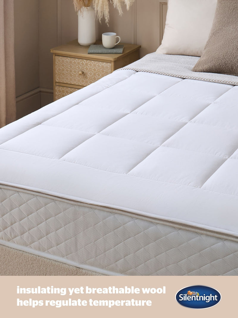 Silentnight white wool mattress topper (British brand)