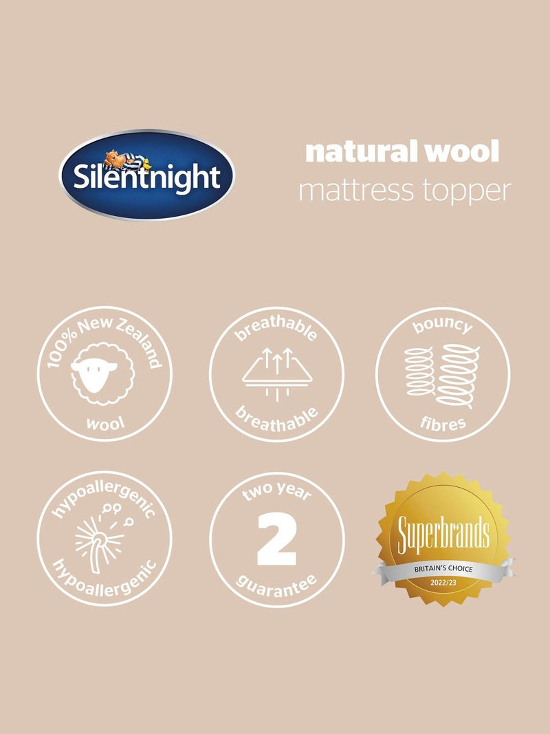 Silentnight white wool mattress topper (British brand)