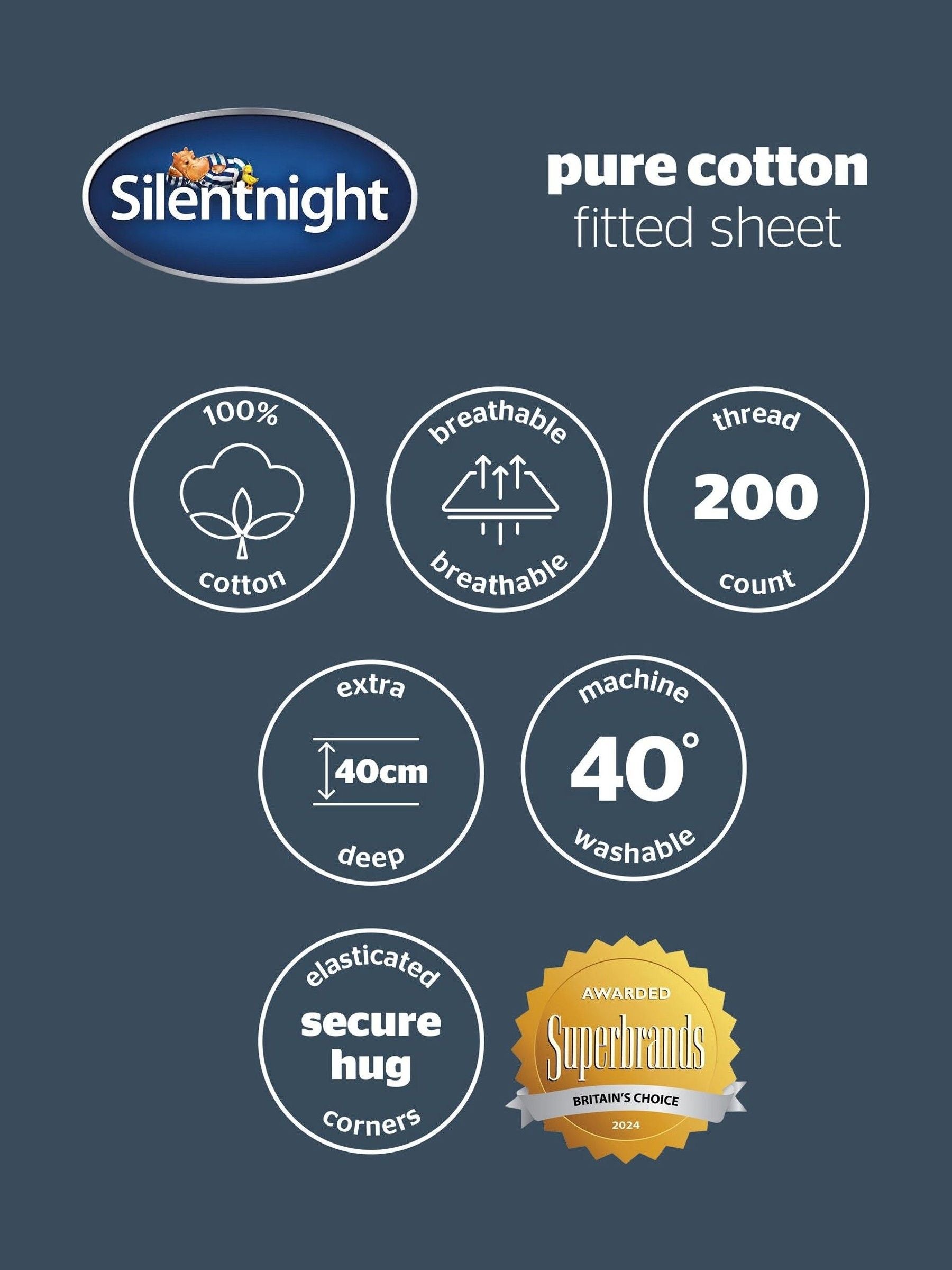 Silentnight white cotton extra deep fitted sheet 40cm (British brand)