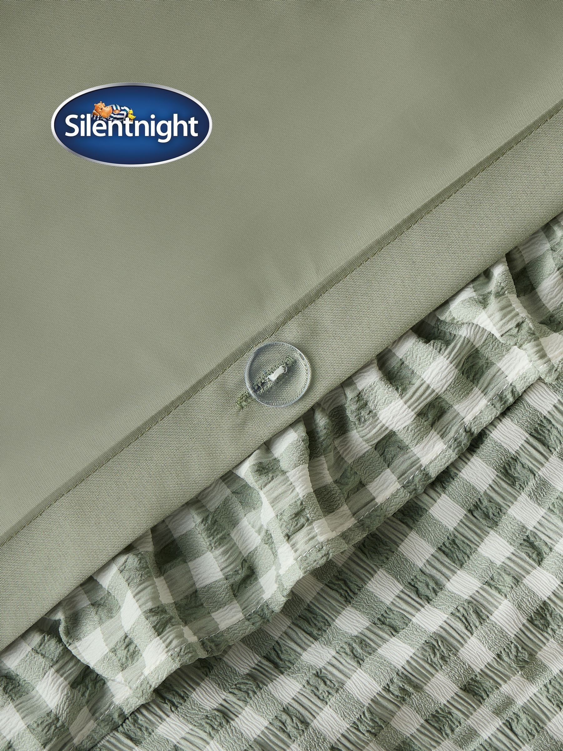 Silentnight Sage Gingham Frill Duvet Cover Set (British brand)