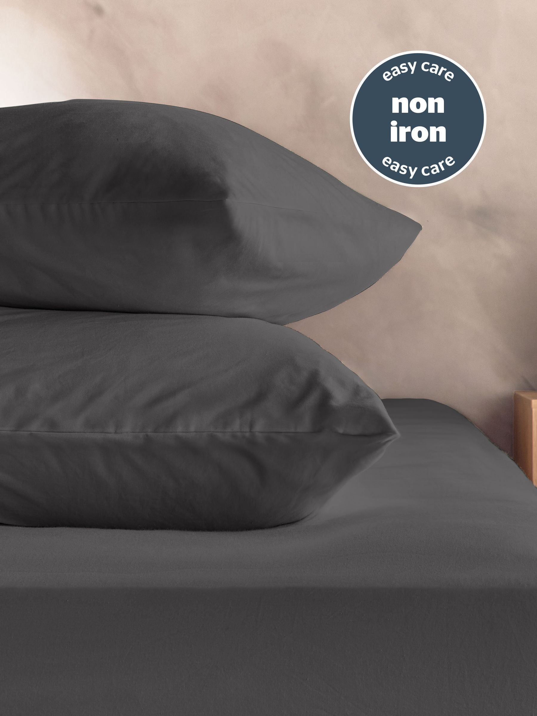Silentnight charcoal cotton rich T180 washed fitted sheet (British brand)