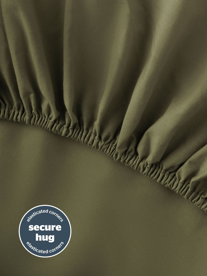 Silentnight sage cotton rich T180 washed fitted sheet (British brand)