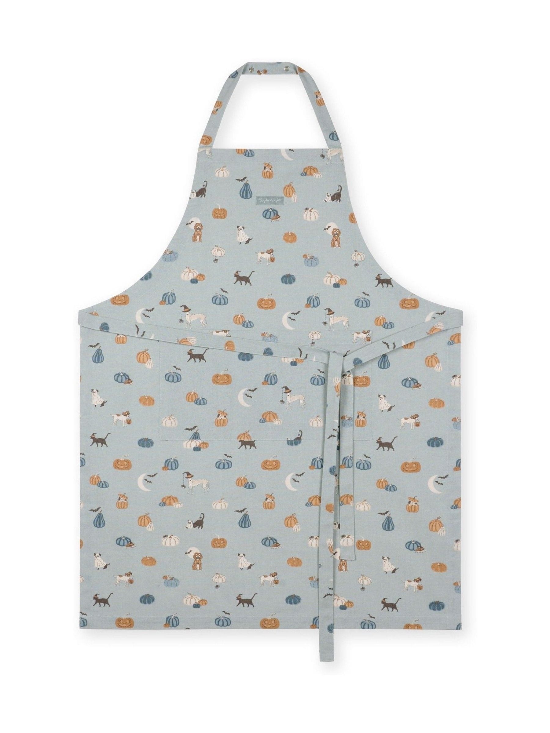 Sophie Allport Soft Teal Paws & Pumpkins apron Size ONE (British brand)