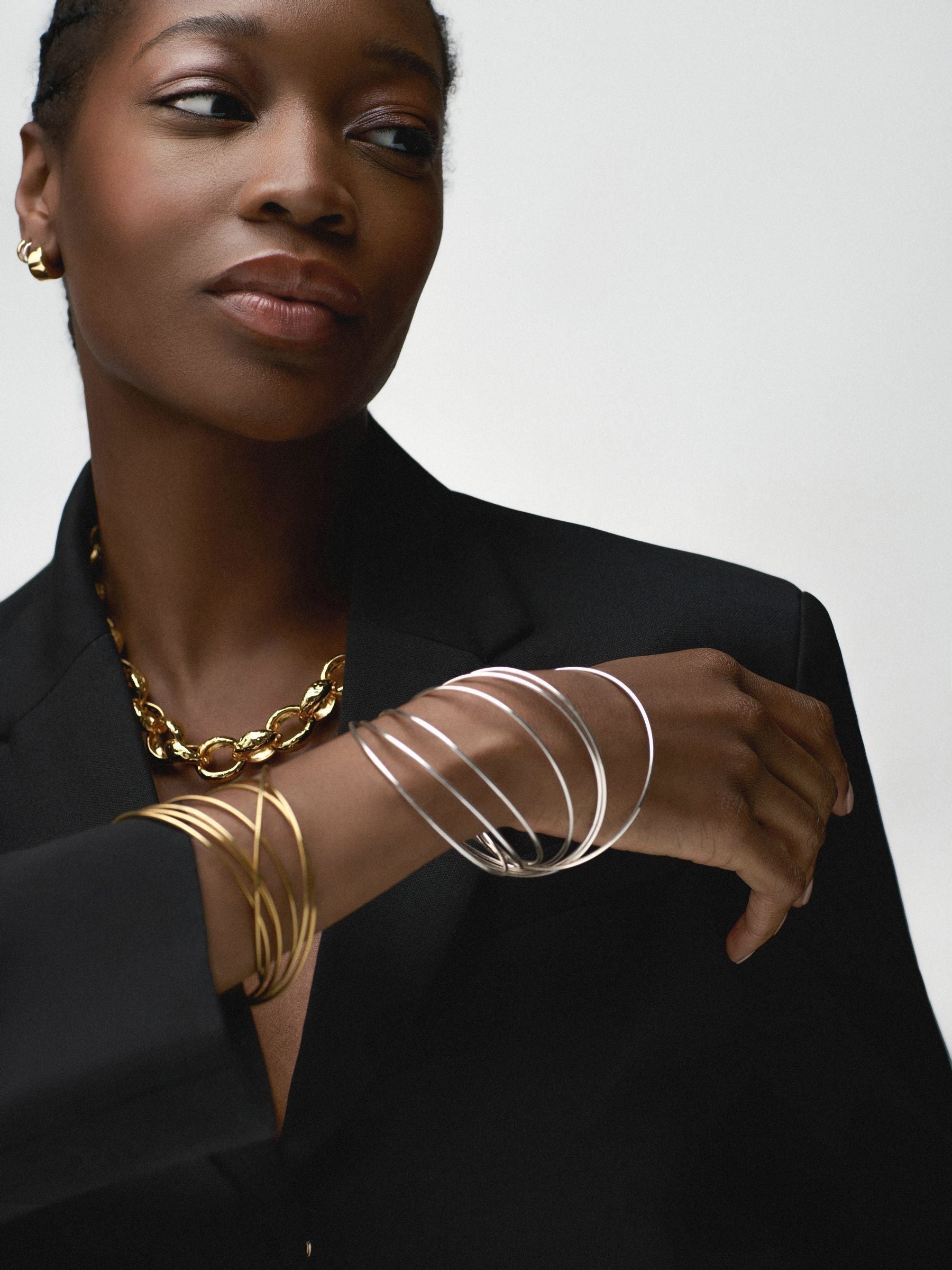 Orelia London Gold Tone Fine Multi Interlocking Bangle