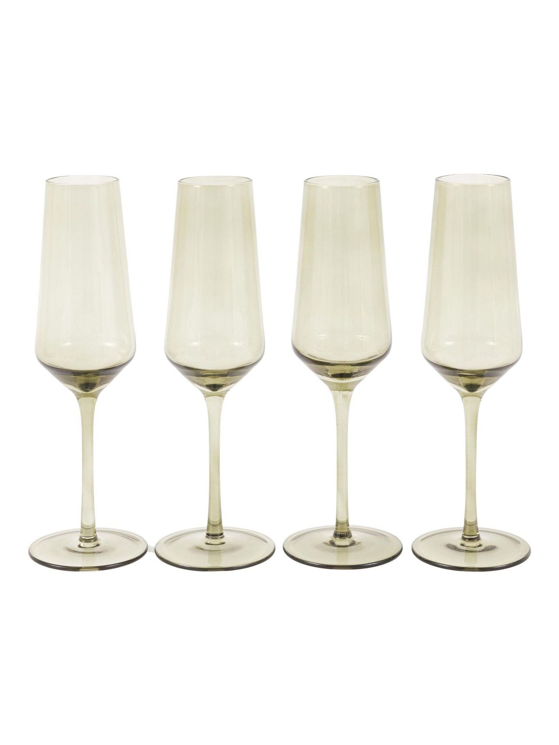 Gallery Home green smokey champagne flutes set of 4, UK version