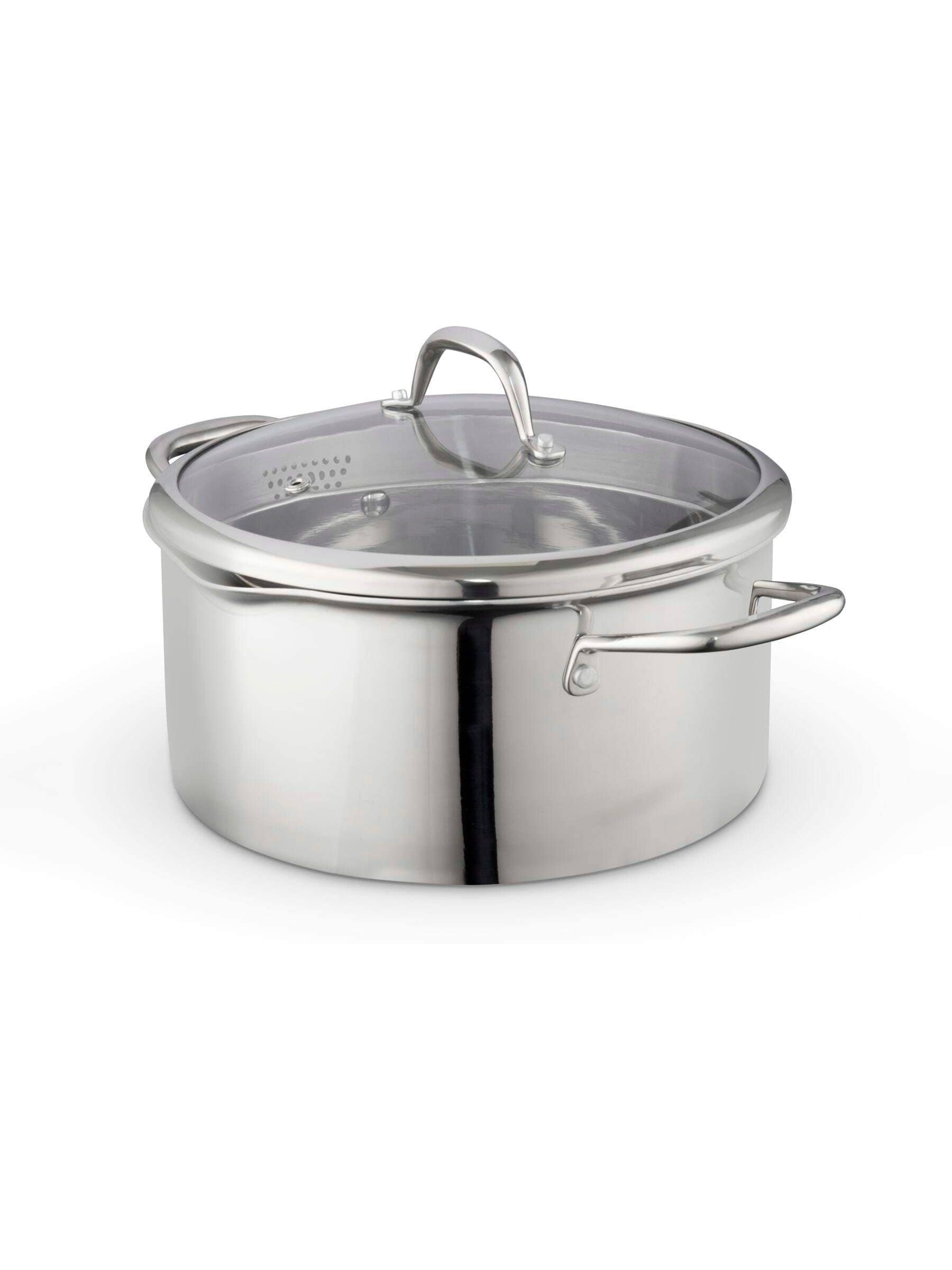 Good Food Stainless Steel Tri-Ply Casserole Dish with Tempered Glass Lid