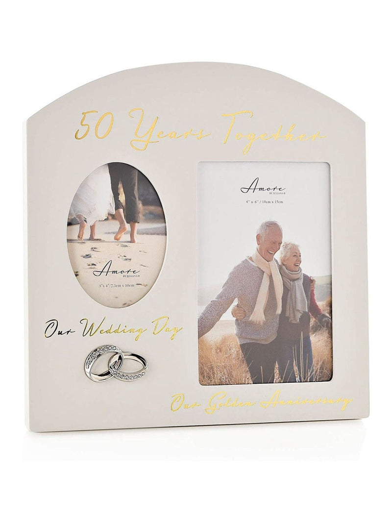 Widdop Grey Amore Arched 50th Anniversary Double Photo Frame (British brand)