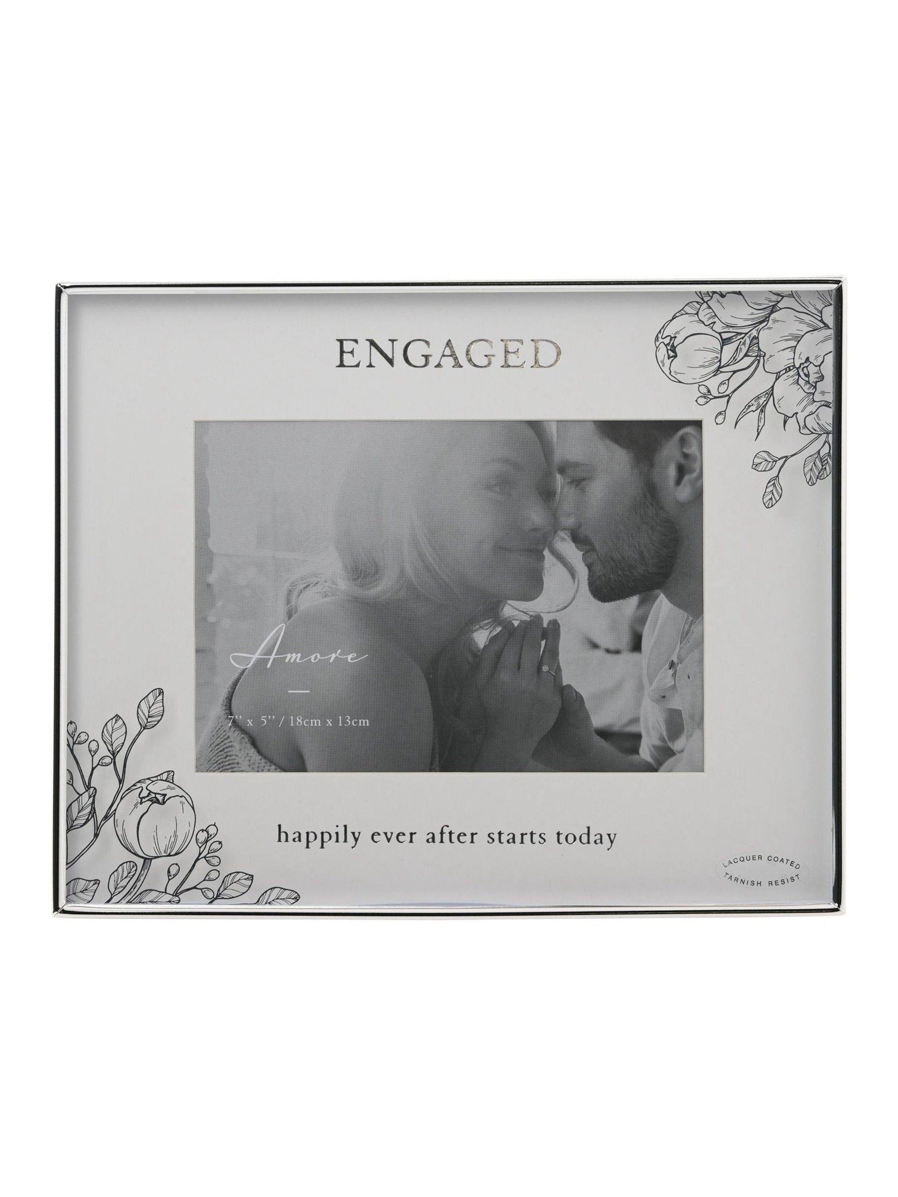Widdop Silver Foil Floral Print Detail Frame 7 x 5