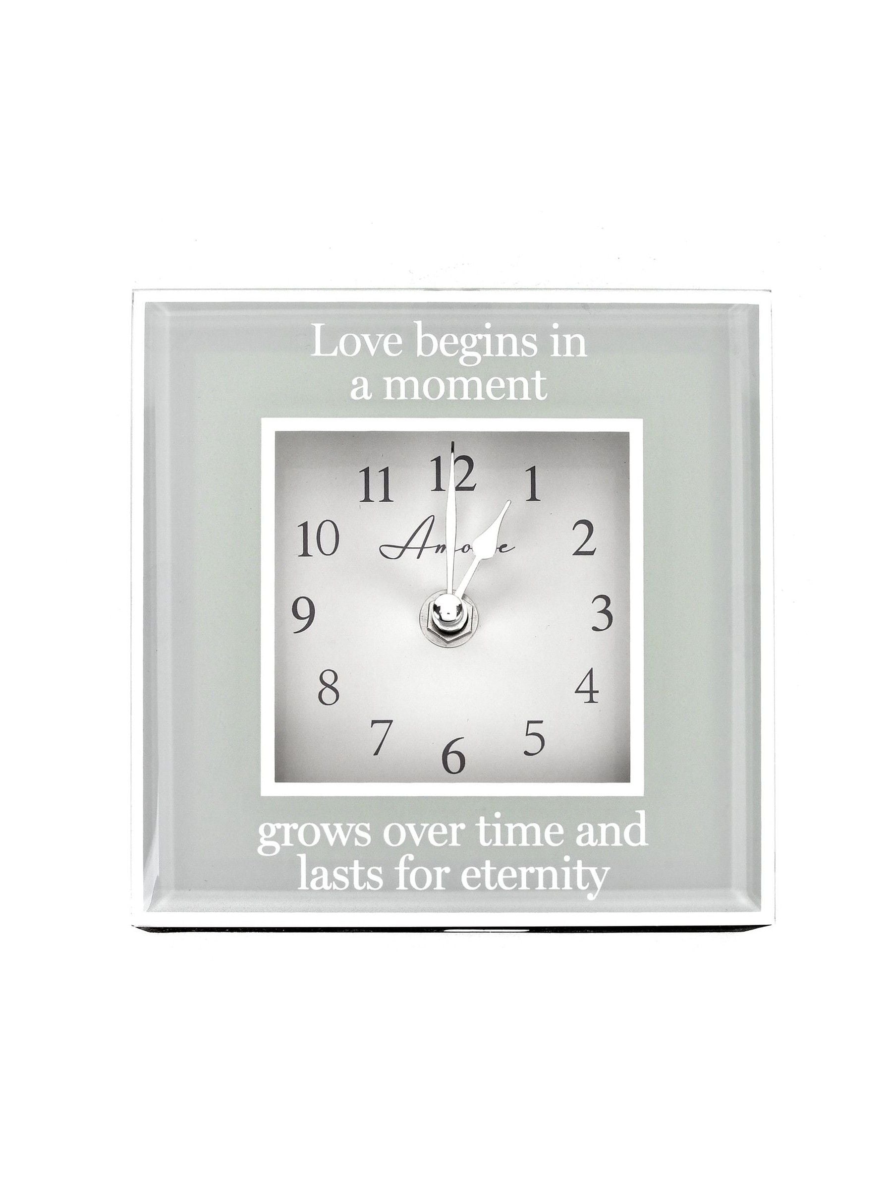 Widdop Grey Amore Mirror Eternity Border Clock 15cm (British brand)