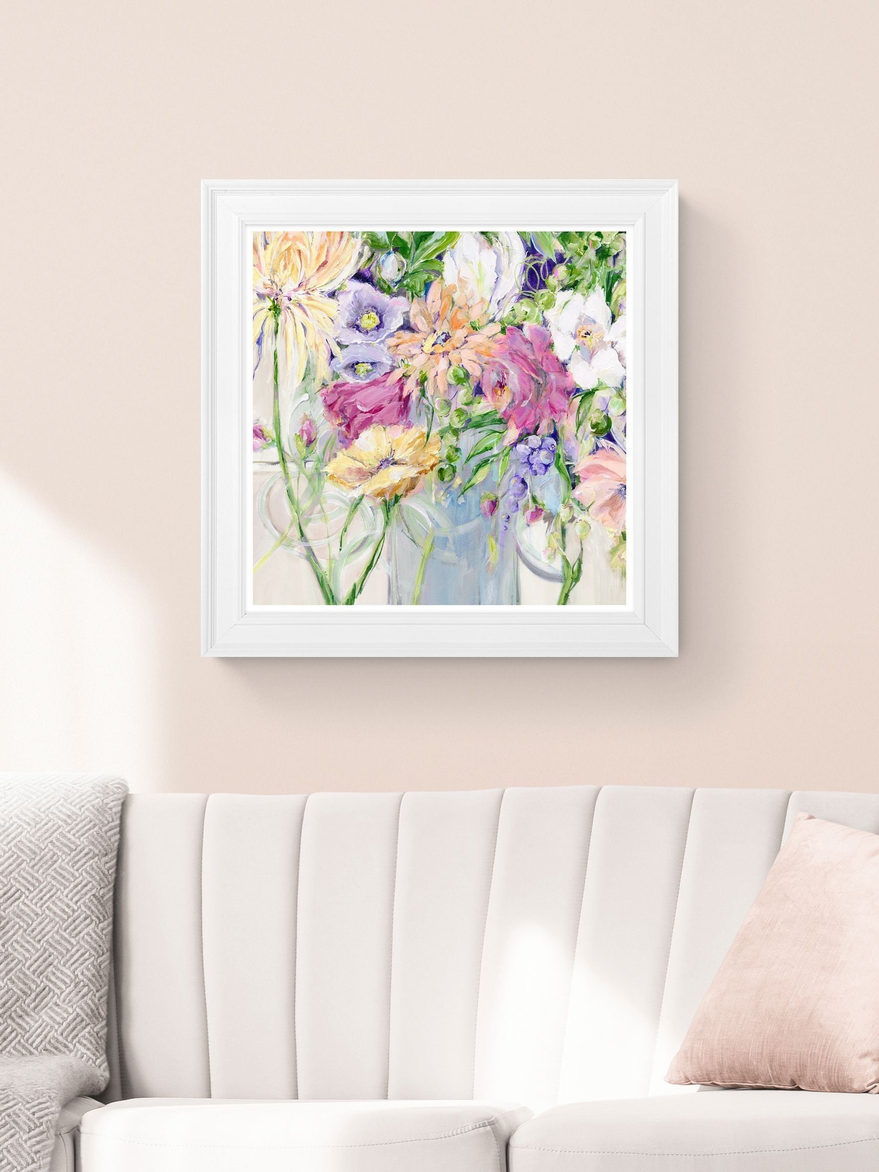 Artko White Garden Song framed art 59cm x 59cm - British product