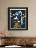 Artko Black Cow With A Pearl Earring By Geoff Beckett Framed Art