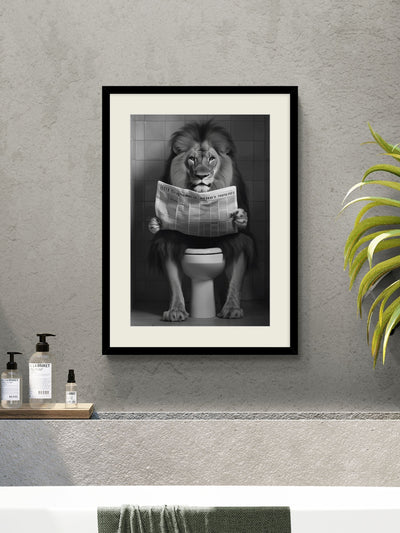 Artko Designs Black Bathroom Lion Framed Art