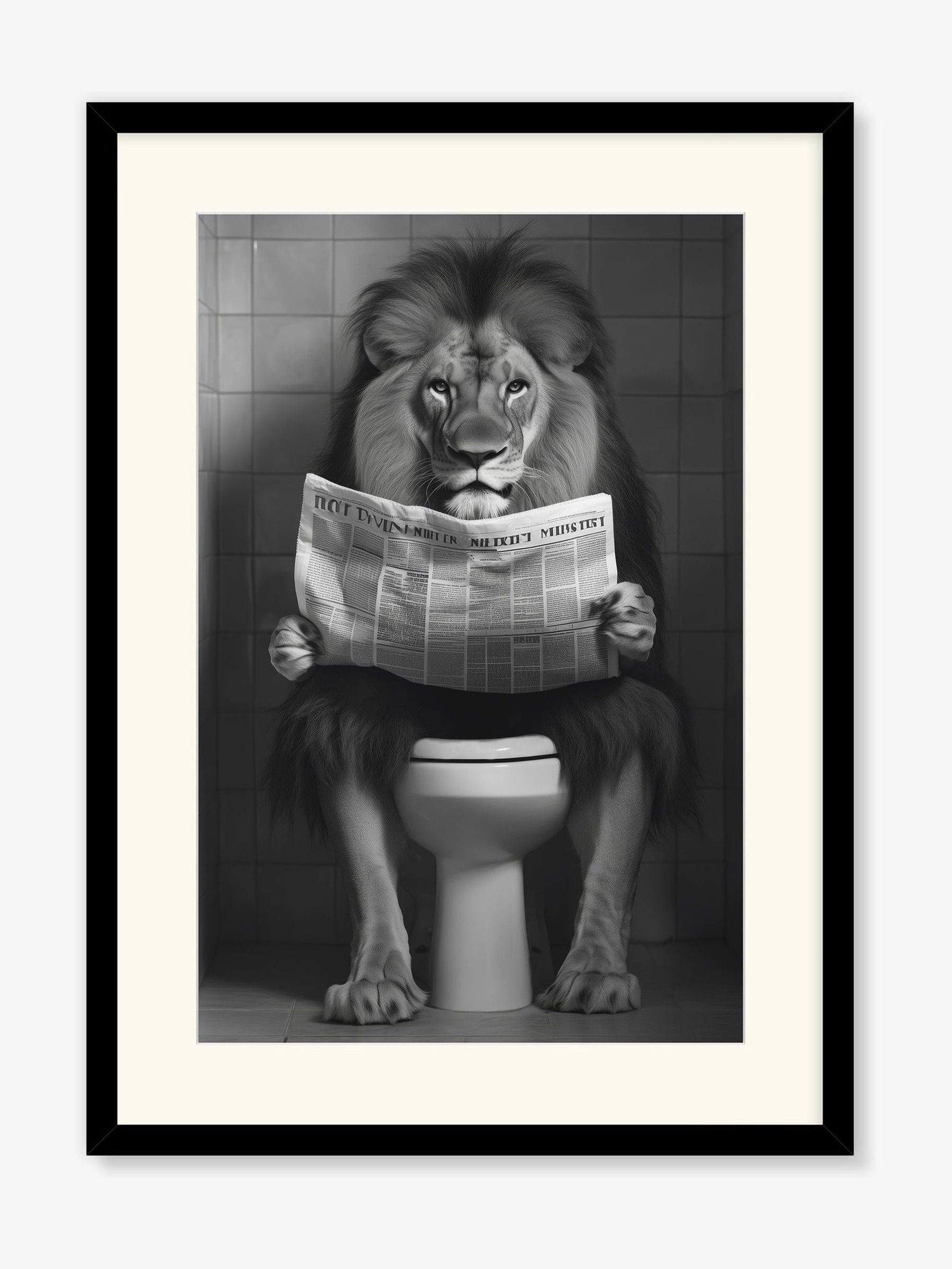 Artko Designs Black Bathroom Lion Framed Art - British product