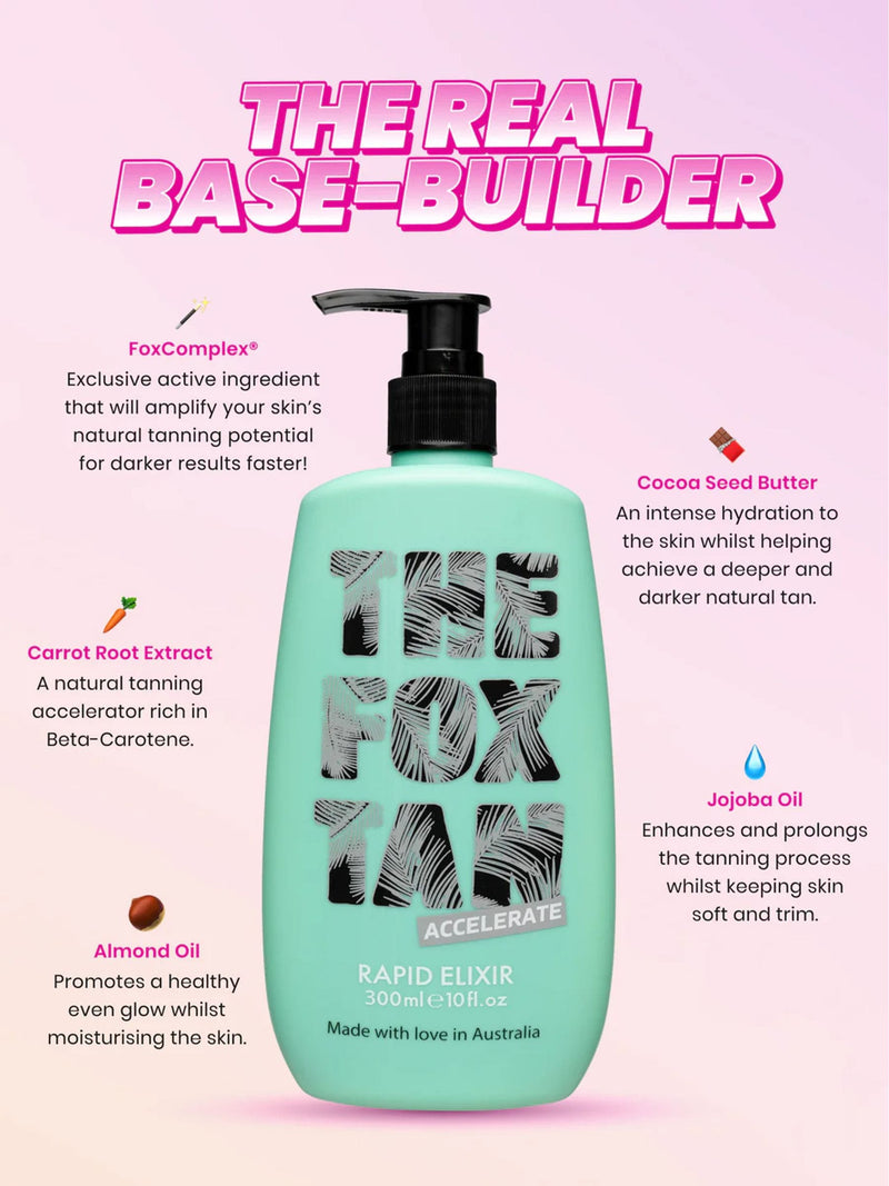 The Fox Tan Rapid Elixir Pre Sun Tan Activator 300ml (British brand)