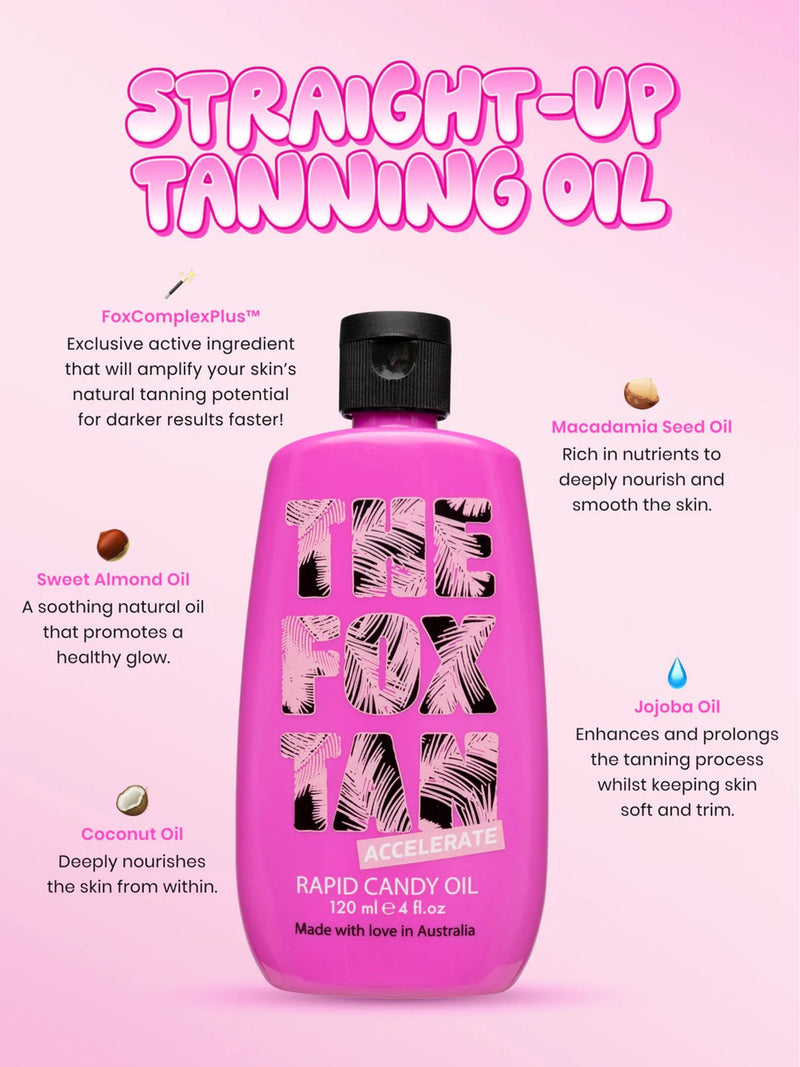 The Fox Tan Rapid Candy Oil Tan Accelerator 120ml (British brand)
