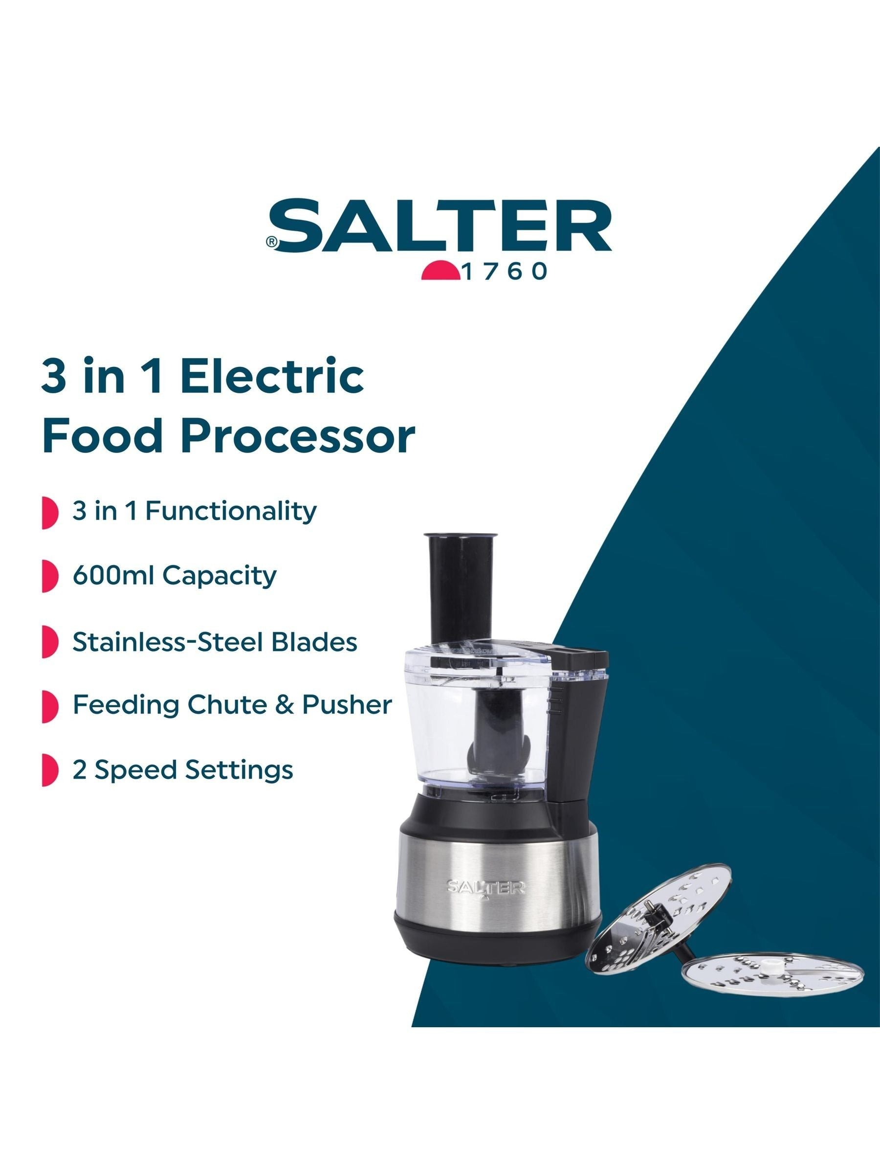 Salter Black 3-In-1 Food Processor 600ml (British brand)