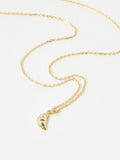 Gold Plated Croissant Charm Pendant Necklace with Adjustable Chain