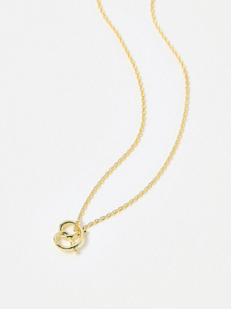 Gold Plated Pretzel Charm Necklace with Adjustable Chain