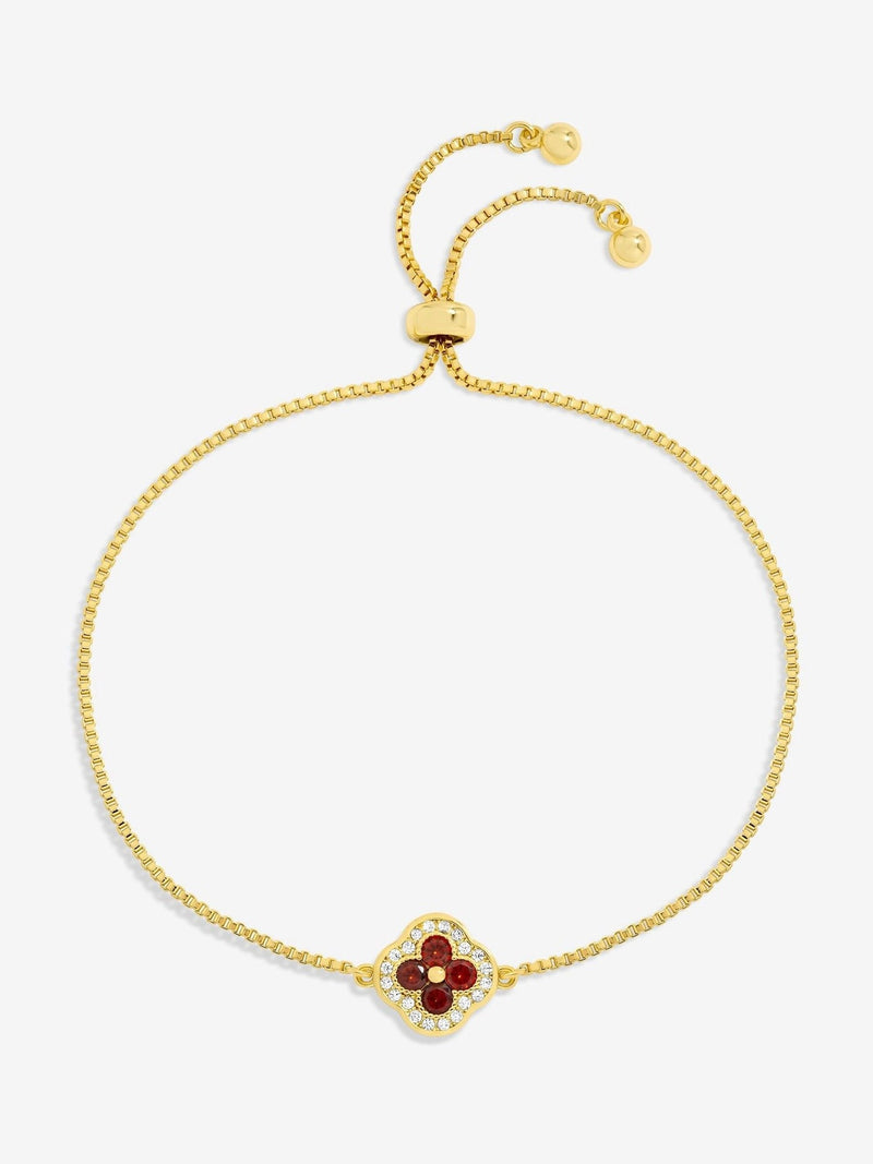Jon Richard Gold Tone Ruby Clover Toggle Bracelet