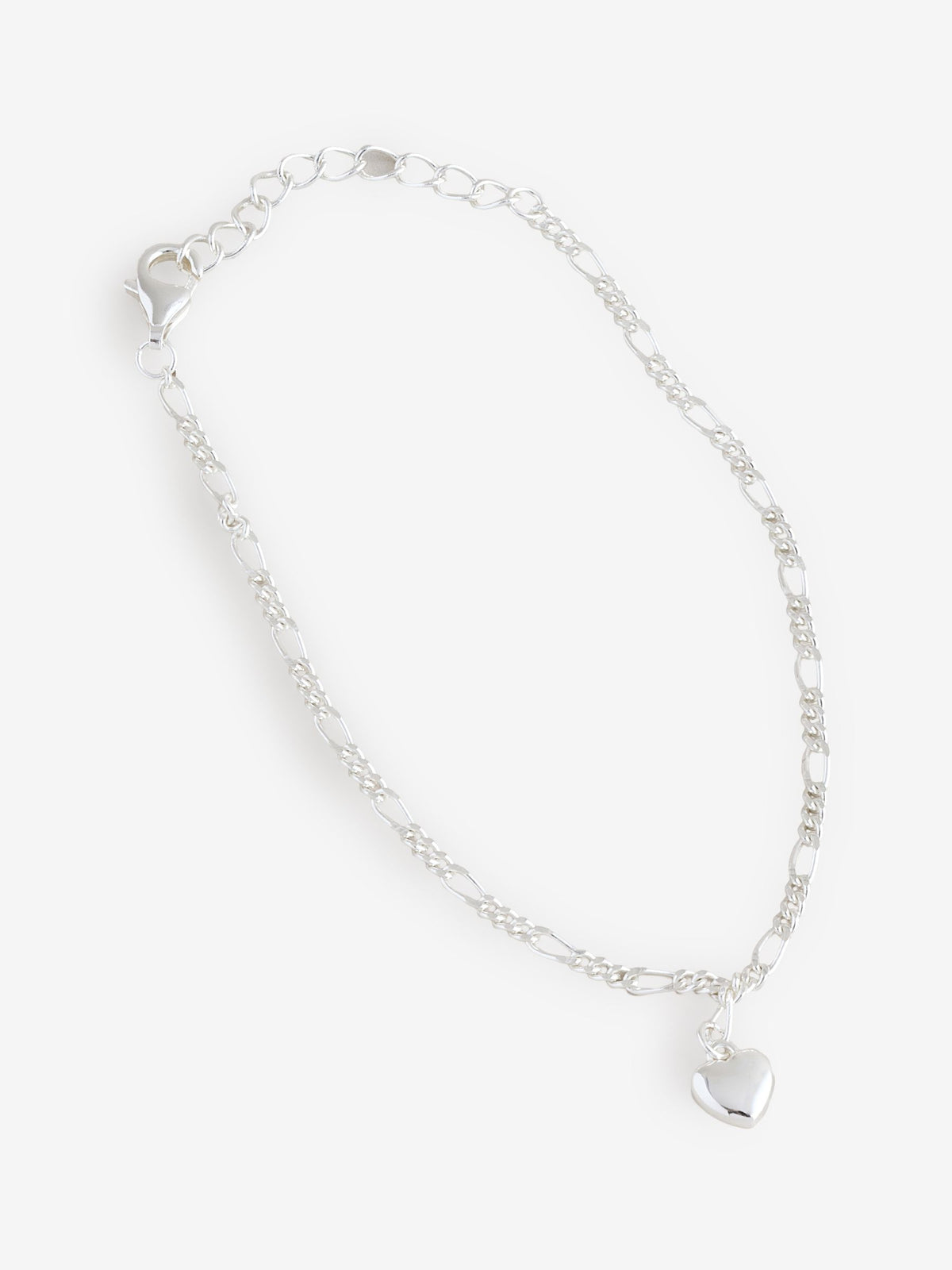 Sterling Silver Fine Figaro Heart Bracelet – 6mm Width