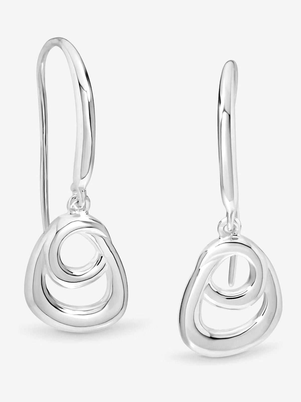 Sterling Silver Polished Swirl Fishhook Earrings 30mm Length
