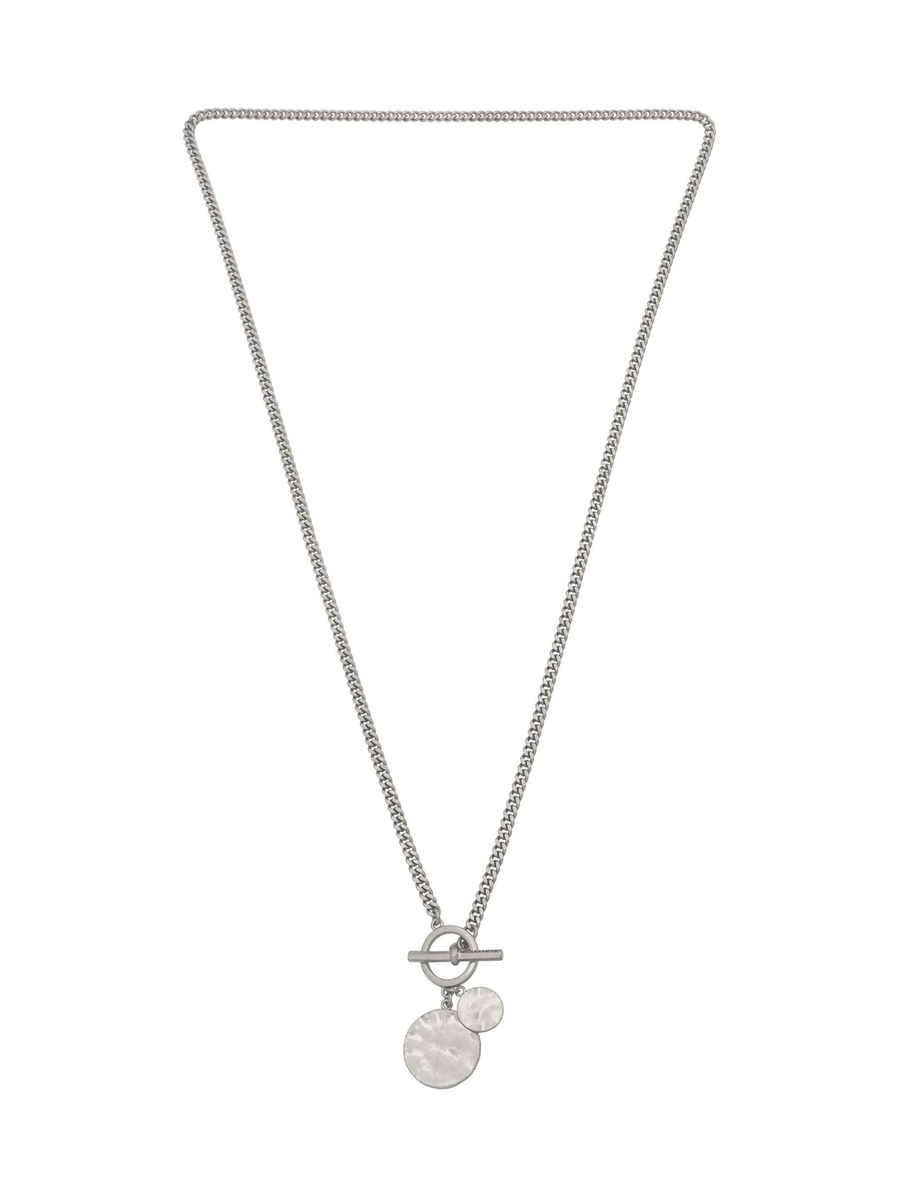 AllSaints silver tone disc pendant necklace 711mm - British product