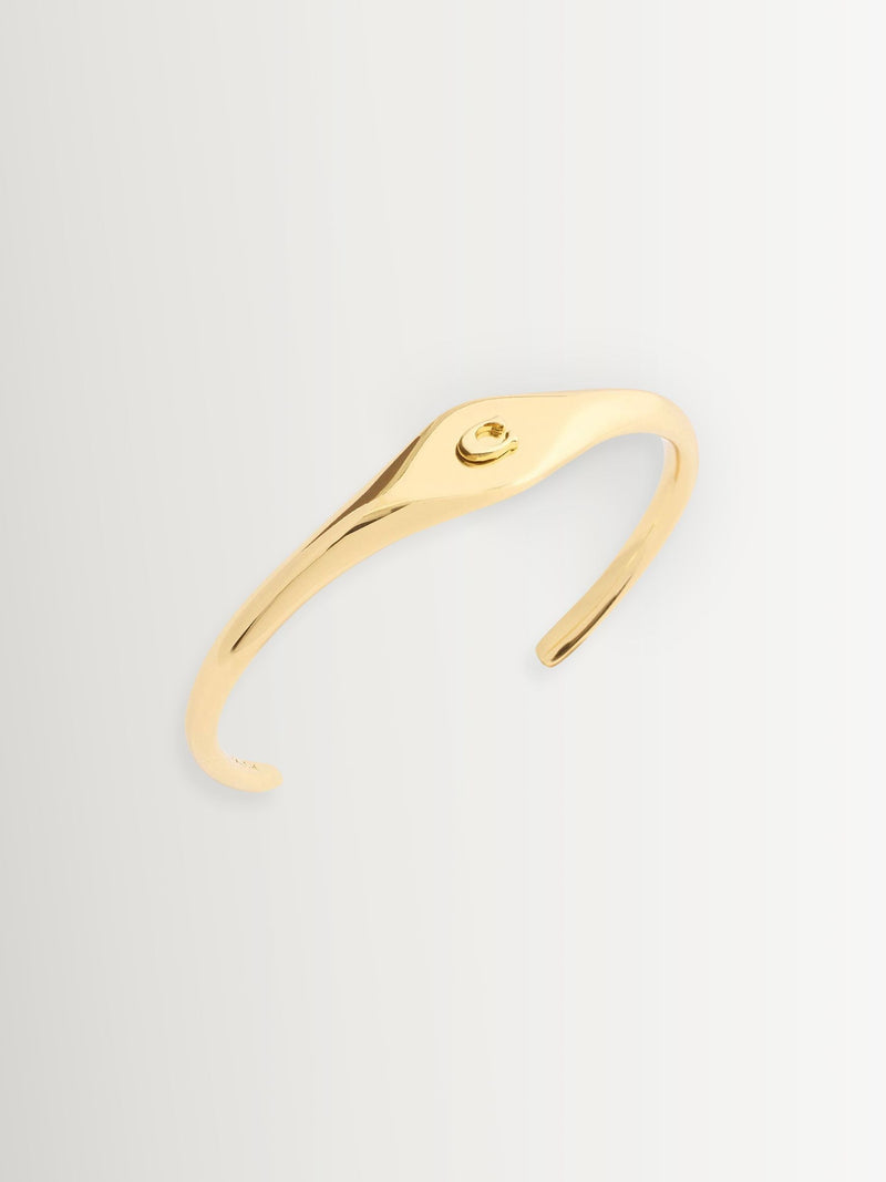 Gold Tone Brass Signet Cuff Bracelet