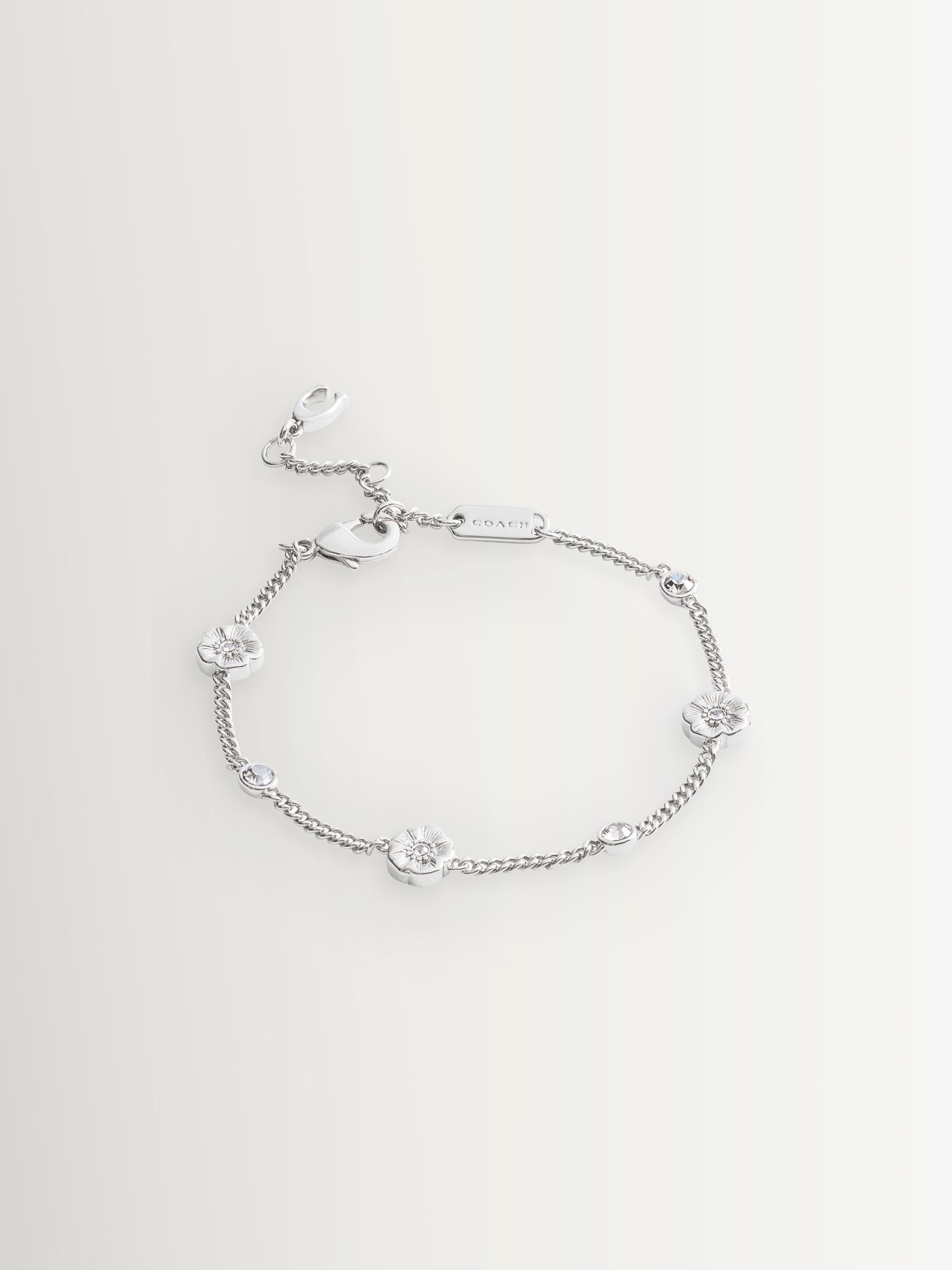 Coach silver tone signature tea rose strand bracelet - British product